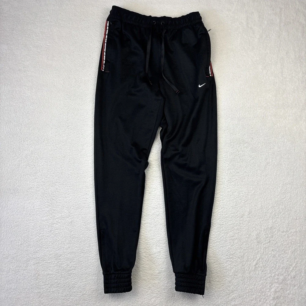 NIKE F.C. Mens Football Pants Small Black Soccer Sweatpants Zip Ankle Joggers